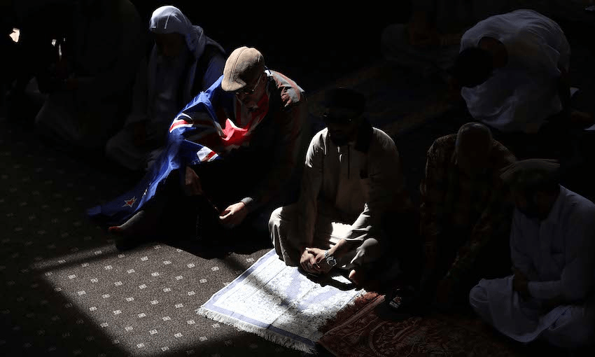 Members of Auckland’s Muslim community come together in prayer before a remembrance service at Eden Park on March 29, 2019 (Photo: Phil Walter/Getty Images) 
