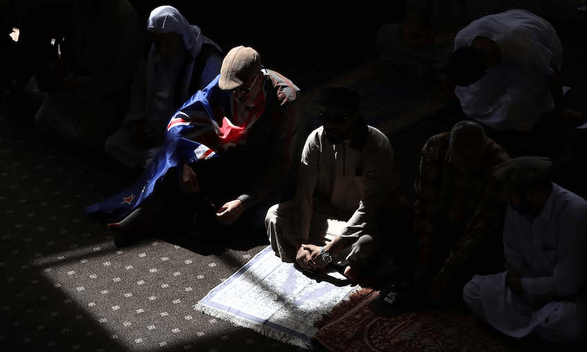 Members of Auckland’s Muslim community come together in prayer before a remembrance service at Eden Park on March 29, 2019 (Photo: Phil Walter/Getty Images)