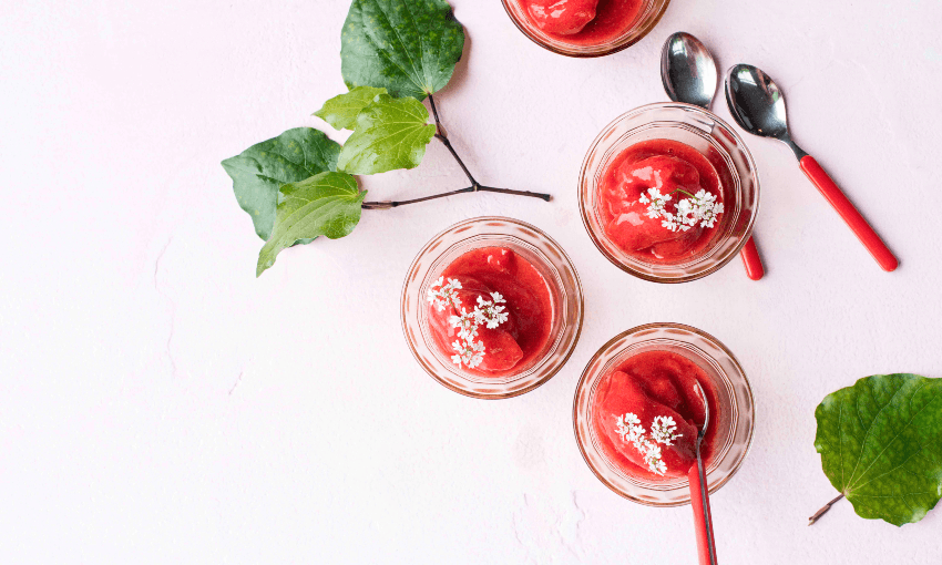 Strawberry and kawakawa sorbet (Photo: Emma Boyd) 
