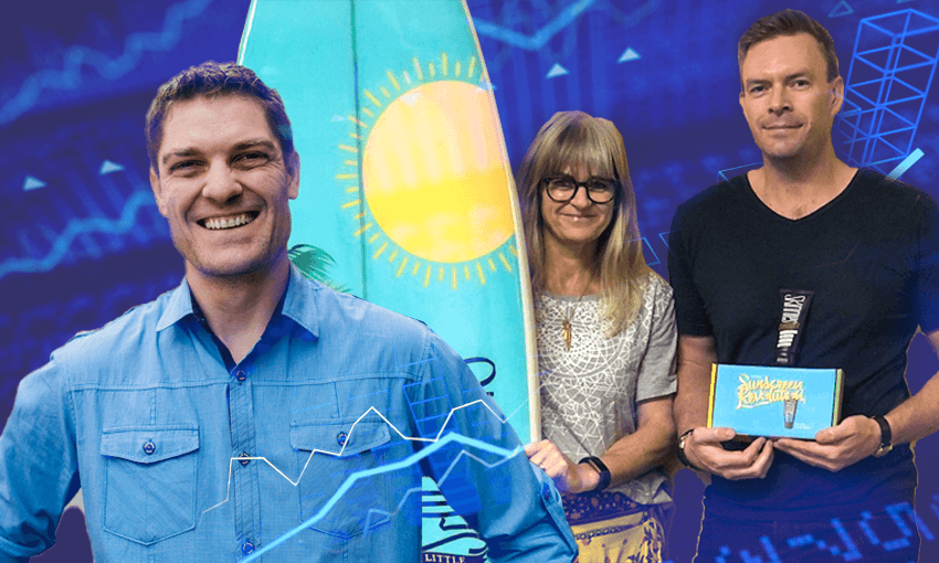 Small business is the heart of the economy: from left, Hnry co-founder James Fuller and Martha and Olly Van Arts of Skinnies (Image: Tina Tiller) 
