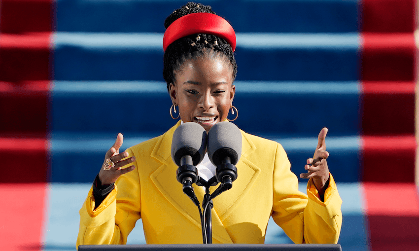 Amanda Gorman, America’s National Youth Poet Laureate and by far the best part of Joe Biden’s inauguration yesterday (Photo by Patrick Semansky-Pool/Getty Images) 
