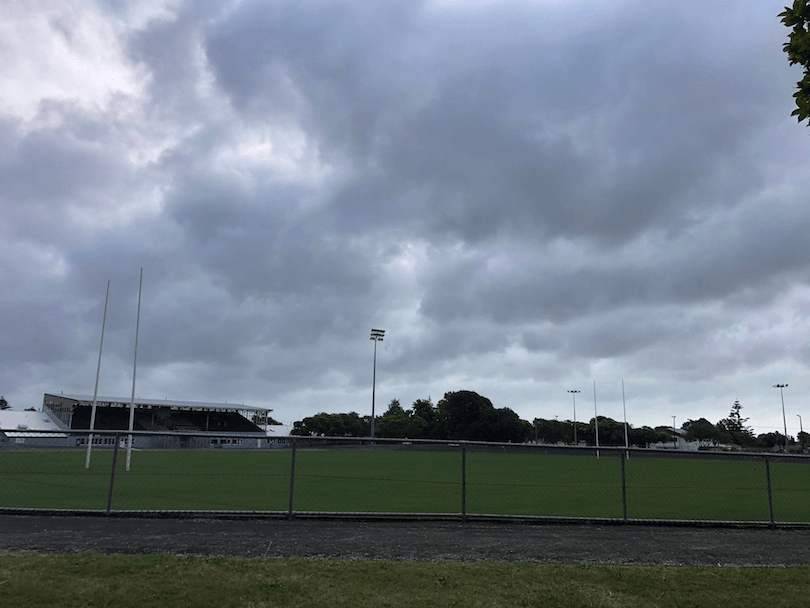 An empty small-town rugby field