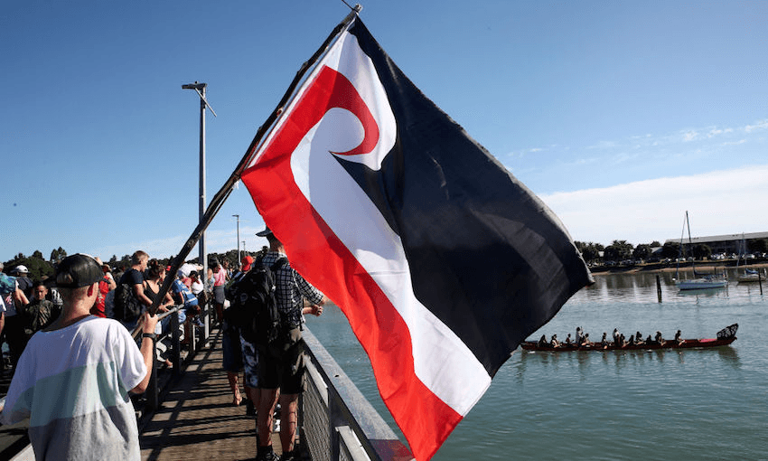 A crowd on the bridge outside the Treaty grounds on Waitangi Day 2018 (Photo: Phil Walter/Getty Images)