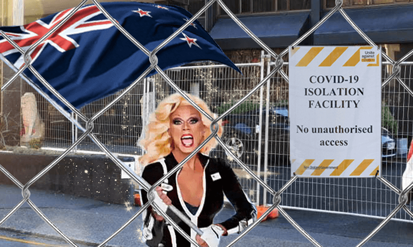 An artist’s impression of RuPaul in MIQ (Image: Alice Webb-Liddall) 
