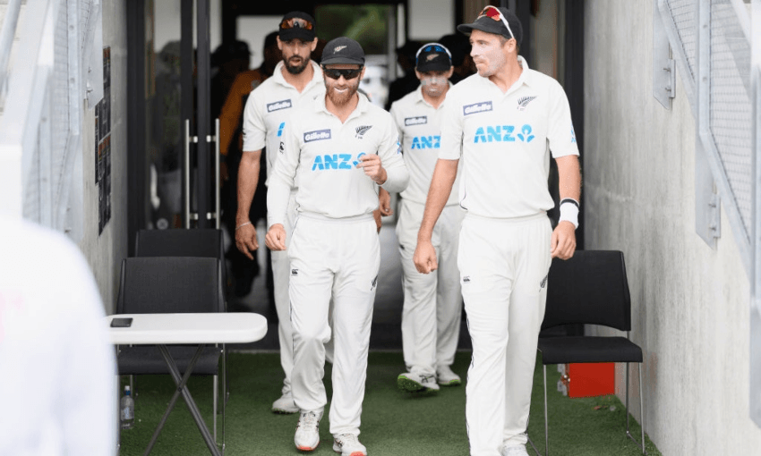 The Black Caps walking out to play Pakistan