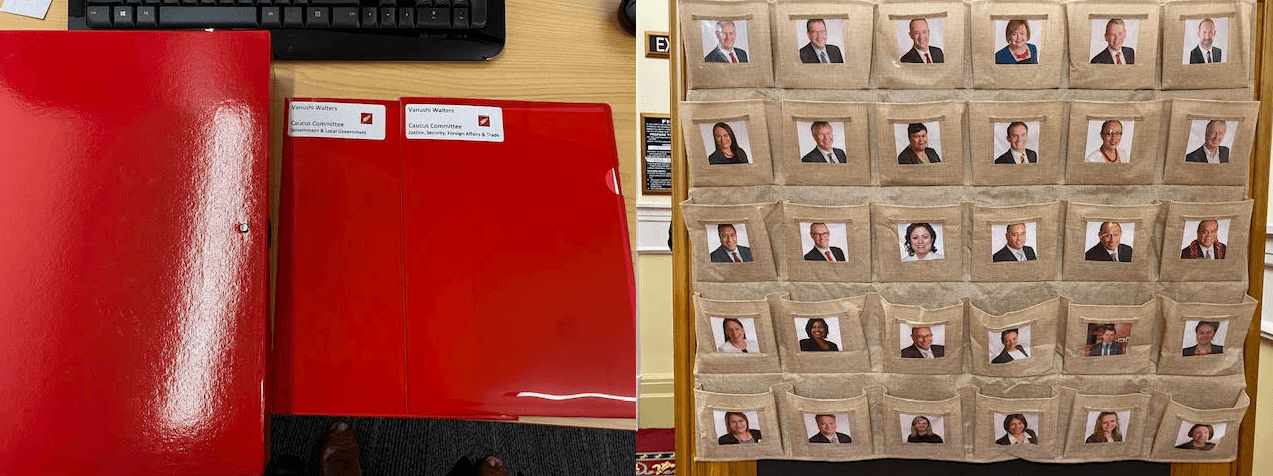 Papers for review and Labour MPs' cubbies 
