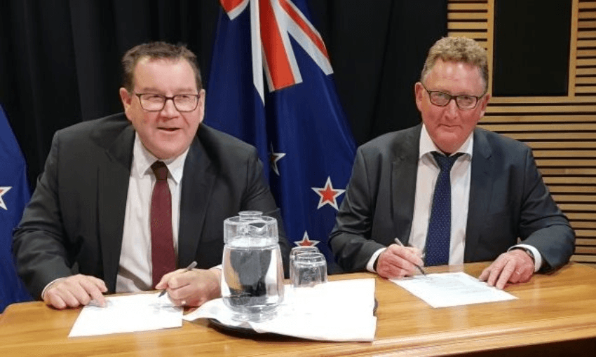 Finance minister Grant Robertson and Reserve Bank governor Adrian Orr (Photo: Radio NZ, Gyles Beckford) 
