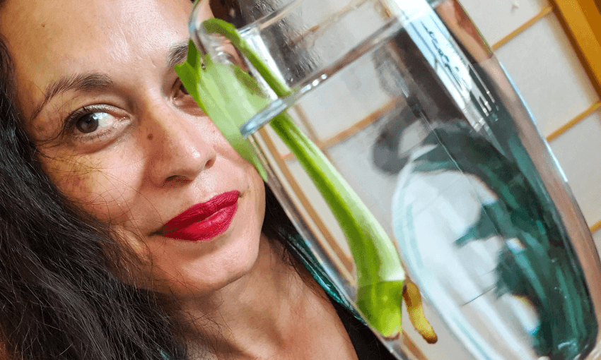 Steph Matuktu and a stalker. Photo: Supplied