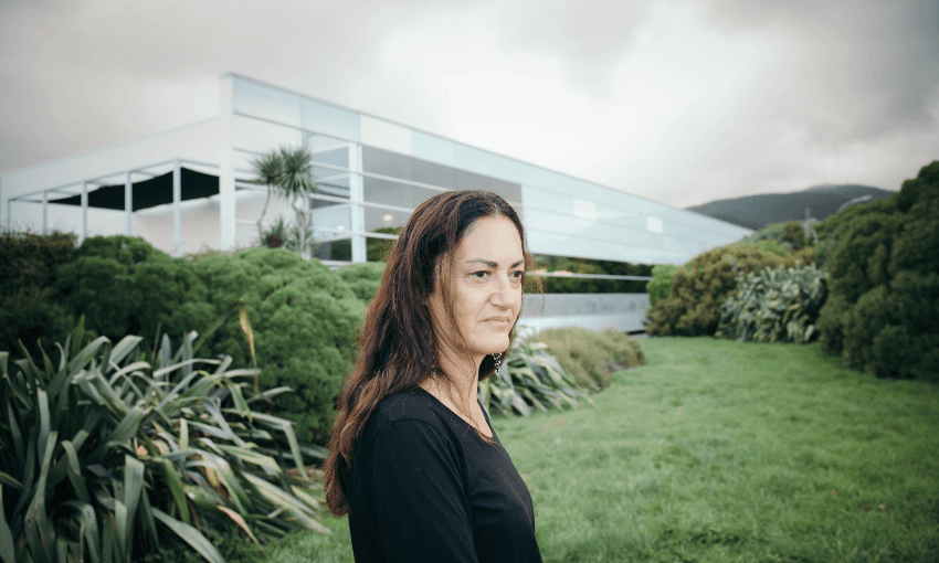 Briar Grace-Smith at Paraparaumu Library. Image: Ebony Lamb 
