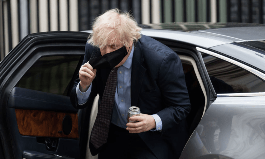 British Prime Minister Boris Johnson arrives at Downing Street after delivering a statement on the integrated review of Britains defence and foreign policy on Wednesday. (Photo: Wiktor Szymanowicz/Barcroft Media via Getty Images) 
