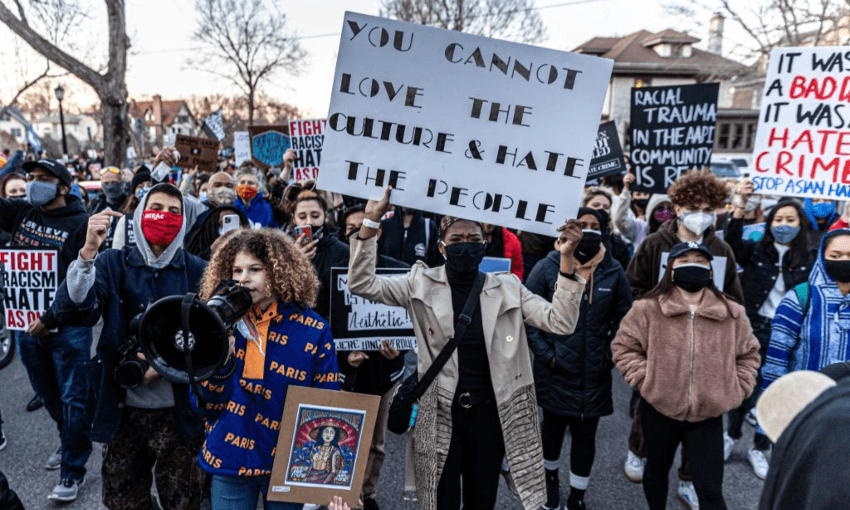 The Asian Solidarity March against anti-Asian hate, in Minneapolis, Minnesota. Photo by KEREM YUCEL/AFP via Getty Images
