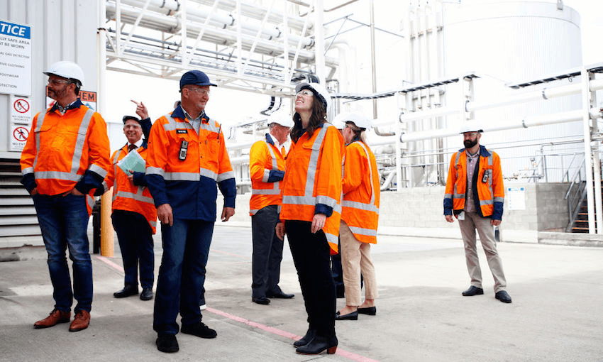 Prime Minister Jacinda Ardern views the Z Energy biodiesel plant in Wiri  (Photo by Phil Walter/Getty Images) 
