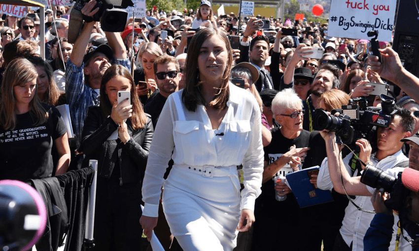 Brittany Higgins at Parliament House (Photo by Sam Mooy/Getty Images) 
