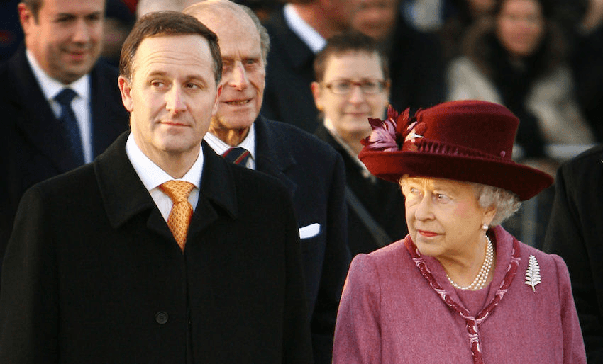 Queen Elizabeth II with New Zealand Prime Minister John Key on November 25, 2008 in London. (Photo: Peter Macdiarmid/Getty Images) 
