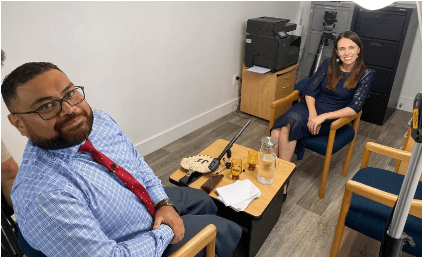 John Pulu following his latest interview with prime minister Jacinda Ardern (Photo: Supplied)