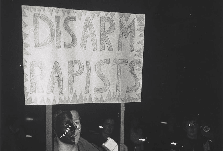 A woman at the Reclaim the Night march in 1983.