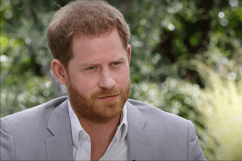 Prince Harry during his explosive interview with Oprah Winfrey.