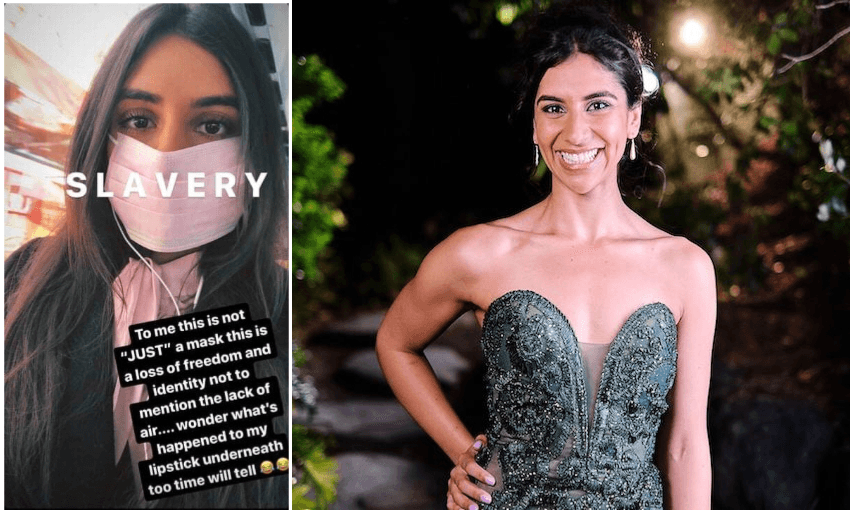 The Bachelor contestant Shivani Pragji, and an image from her Instagram (Photos: supplied/ TVNZ) 
