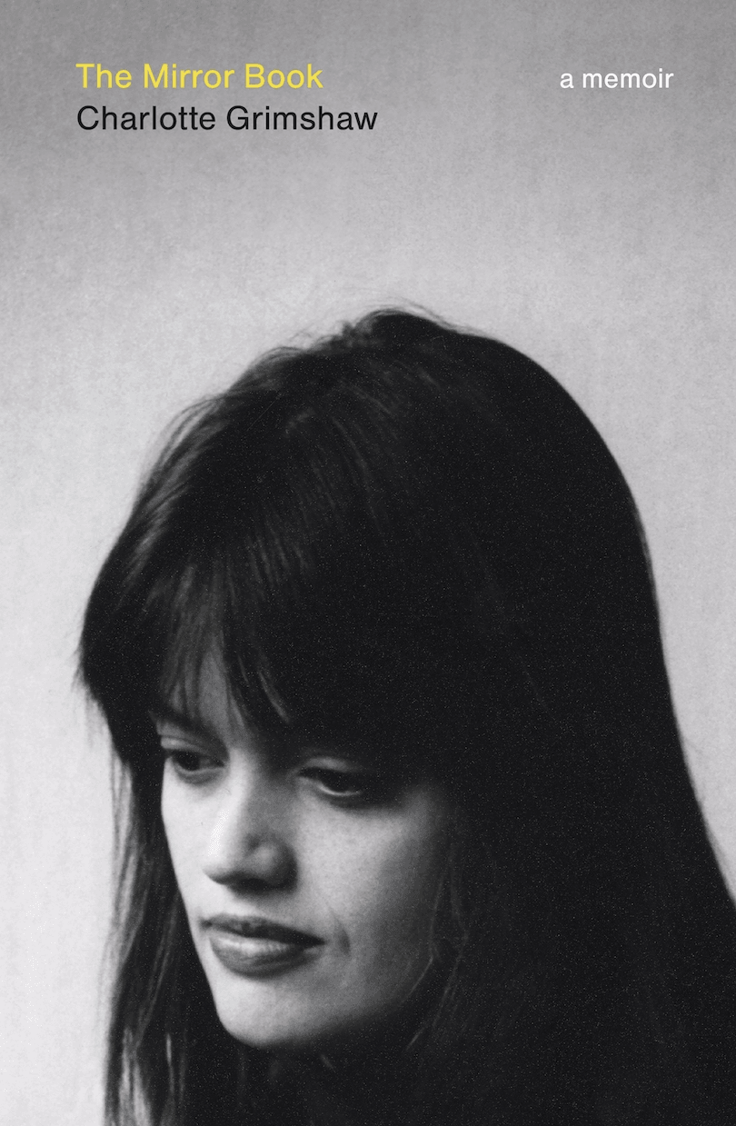 Book cover, mostly black and white, featuring a portrait of Charlotte Grimshaw