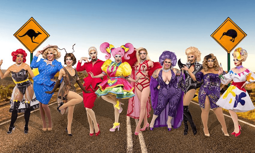 Round up your sheilas and put a shrimp on the barby, it's the contestants on Drag Race Down Under. (Photo: TVNZ)
