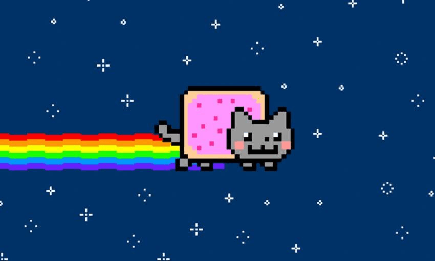 cat with a pop tart for a body and a rainbow for a fart