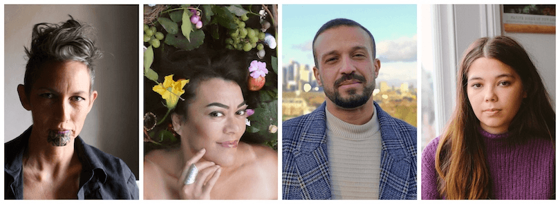 Head and shoulders portraits of four poets