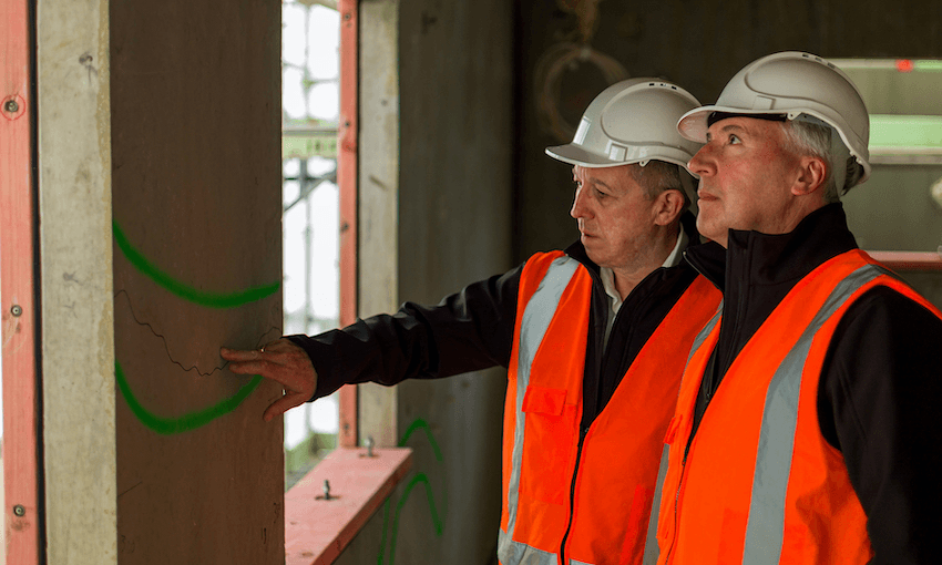 In this investigative documentary, John Gray and Roger Levie uncover the shocking truth about the dangerous state of many apartment buildings in New Zealand. (Photo: Sky) 
