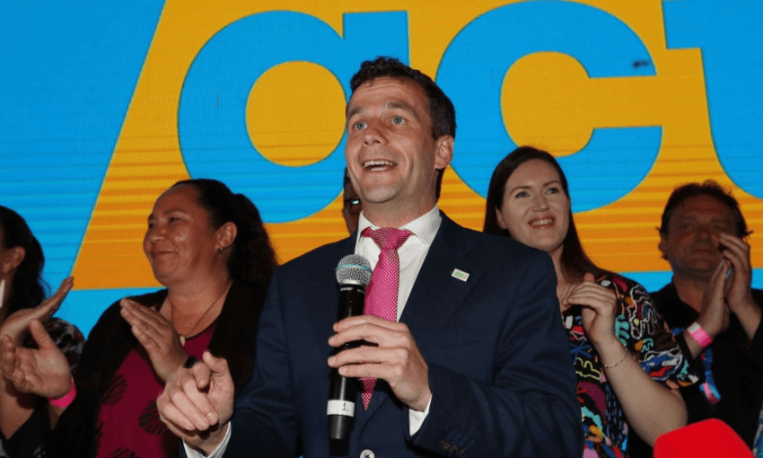 David Seymour and fellow Act MPs on Election night 2020 (Getty Images)  
