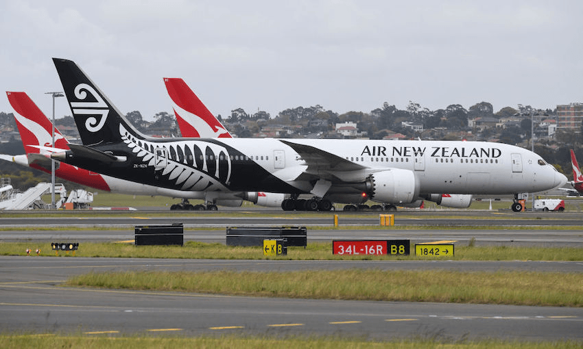 An Air Zealand plane after it landed at Sydney International Airport (Photo by James D. Morgan/Getty Images) 
