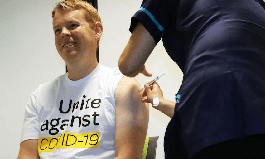 Chris Hipkins has his first shot. Photo by Lynn Grieveson – Newsroom/Newsroom via Getty Images 
