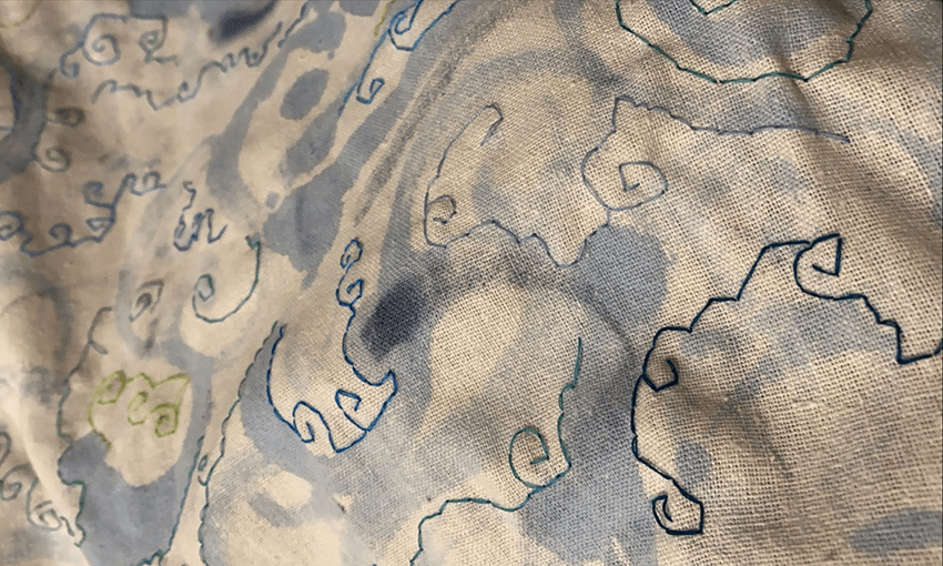 A piece of art that looks like an abstract map