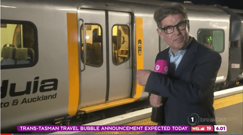 He’s taking this train all the way to Auckland. (Screengrab: TVNZ)  
