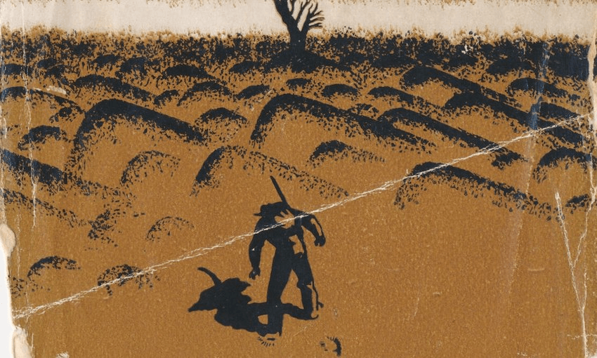 Cover art from the 1939 edition of Man Alone, which also appears on the new VUP version (Image: Supplied) 
