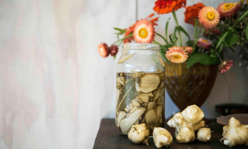 Pickled Jerusalem artichokes (Photo: Emma Boyd) 
