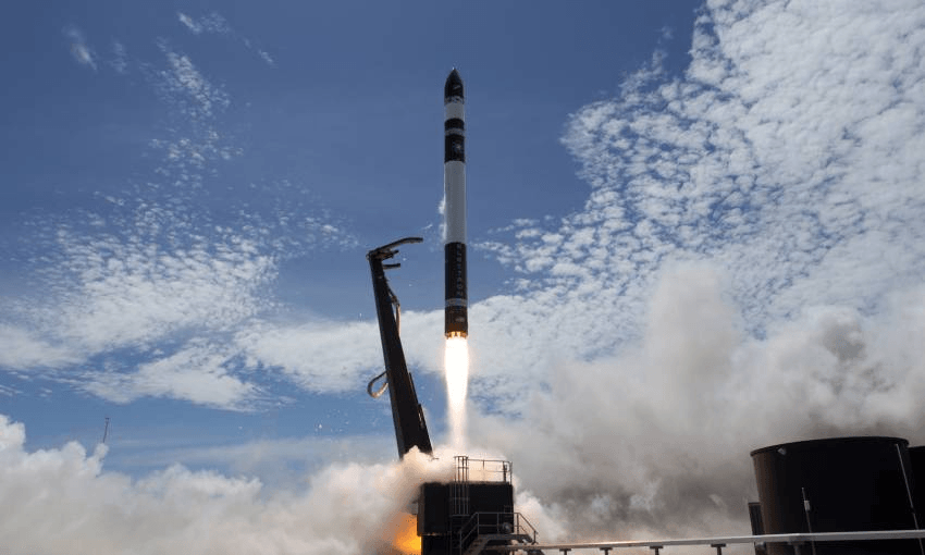 a rocket labs rocket taking off