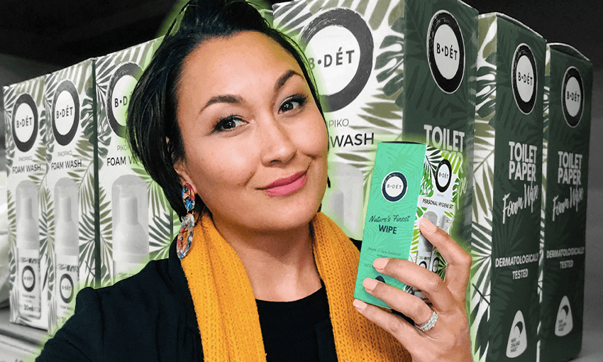 Billie Jo Hohepa-Ropiha with her foam wash, BDèt (Photo: Supplied) 
