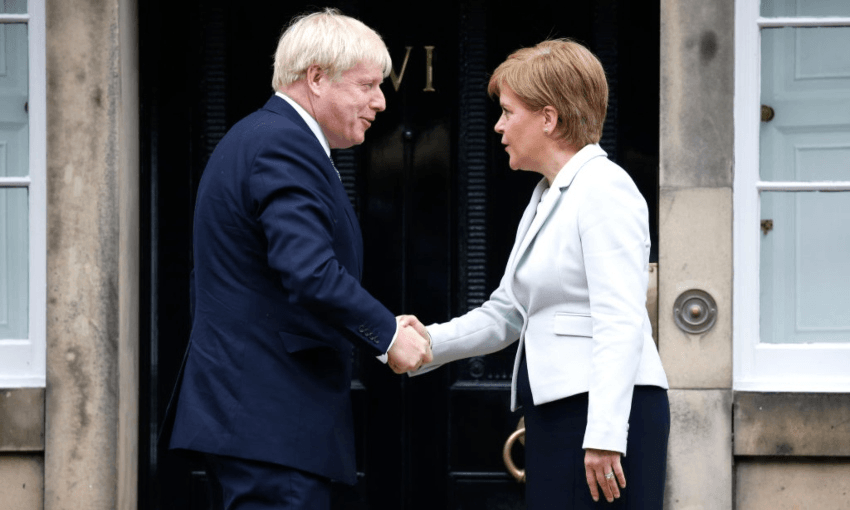 UK PM Boris Johnson meeting Scottish first minister Nicola Sturgeon in 2019 (Getty Images)  
