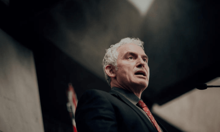 Stuart Nash delivering the speech on immigration in place of Kris Faafoi. (Radio NZ/Dom Thomas)