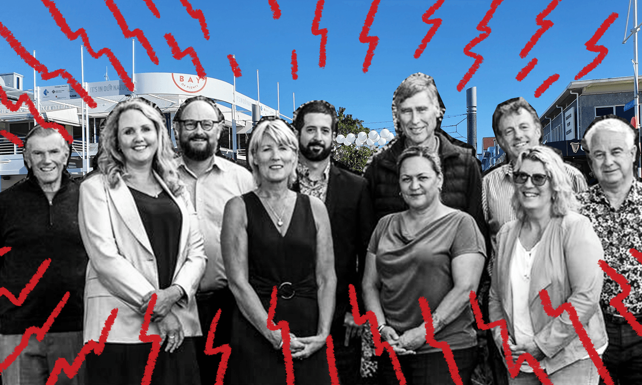 Some of the members of the Tauranga Ratepayers Alliance steering committee, including several former councillors (Image: Toby Morris)  
