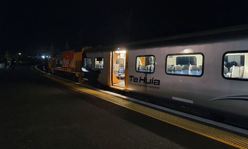 Te Huia, after arriving at the end of the line in the Hamilton suburb of Frankton (Alex Braae)  
