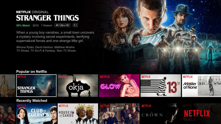 The Netflix home screen