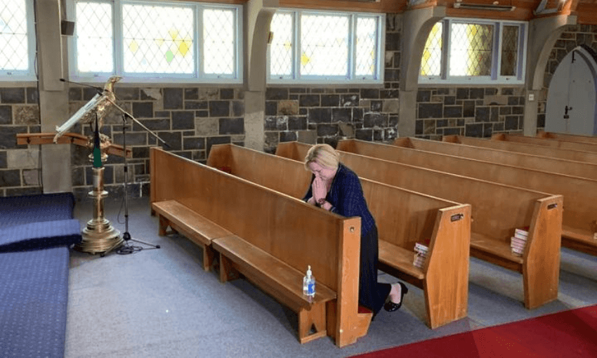 Judith Collins at St Thomas Church in October 2020. Photo: Katie Scotcher/RNZ 
