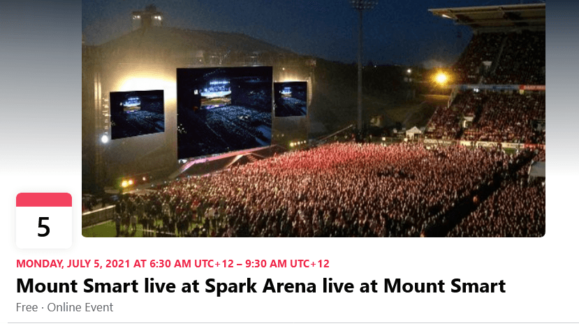 'Mount Smart Live at Spark Arena' Facebook post
