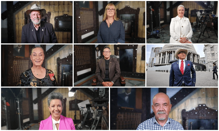 Eight former Māori MPs from season two of Matangireia. (Image: Aotearoa Media Collective/RNZ) 
