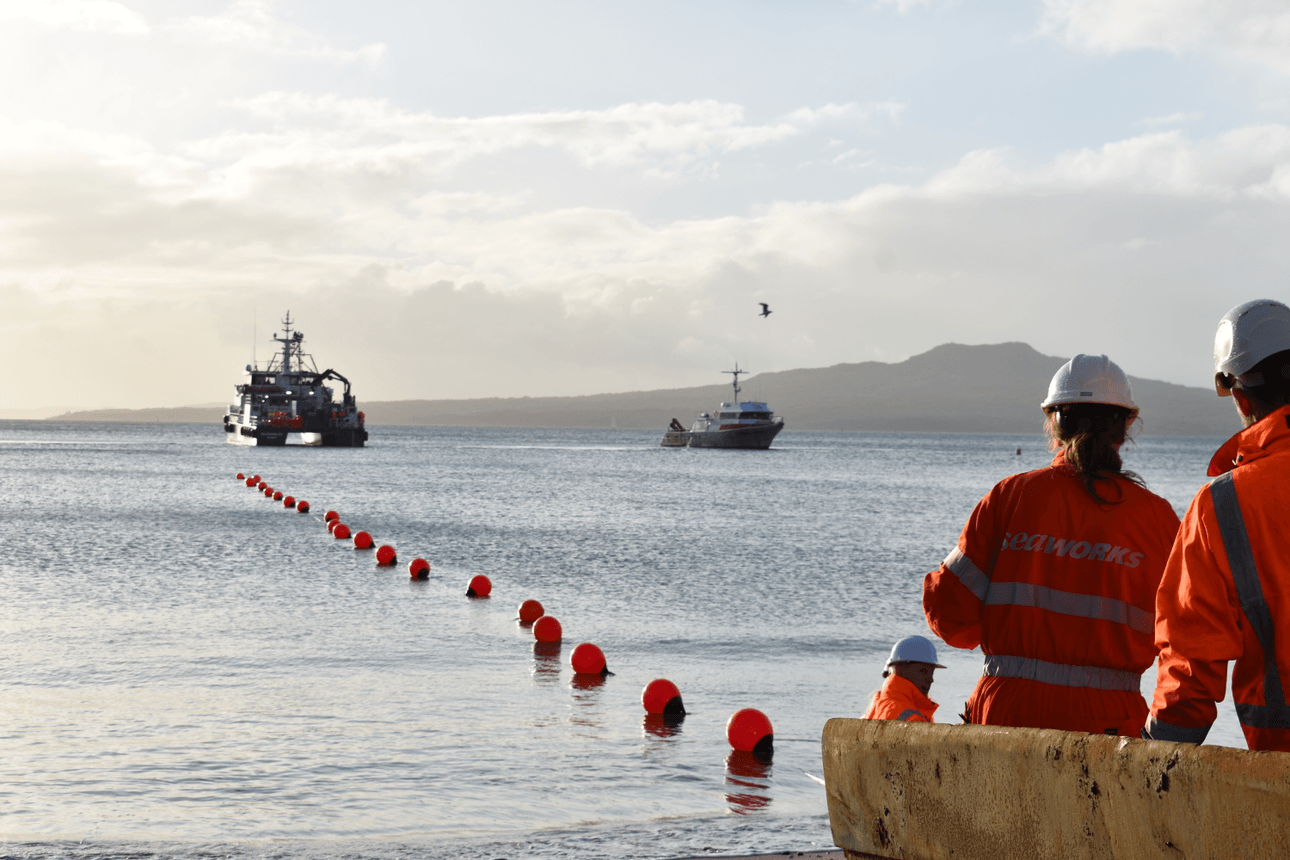 An attempt to bring a large internet cable ashore failed today