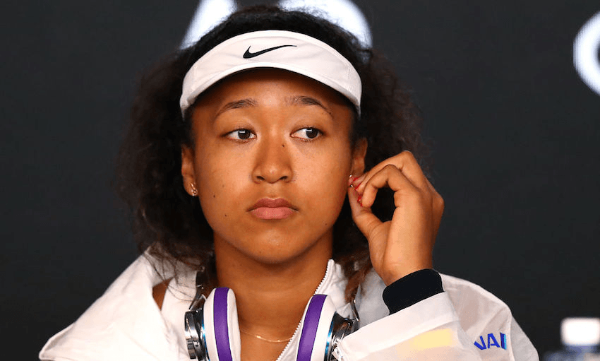 Naomi Osaka speaks to media following her Women’s Singles third round defeat at the 2020 Australian Open at Melbourne (Photo: Kelly Defina/Getty Images) 
