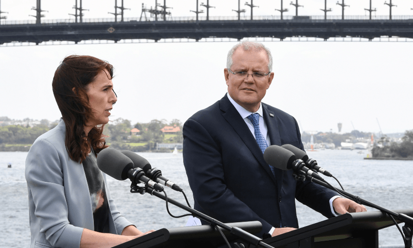 ‘Do not deport your people and your problems,’ Jacinda Ardern told Scott Morrison at their meeting in February 2020. (Photo by James D. Morgan/Getty Images) 
