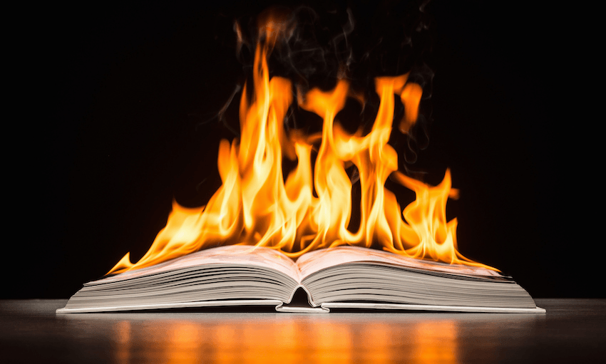 a book engulfed in flames
