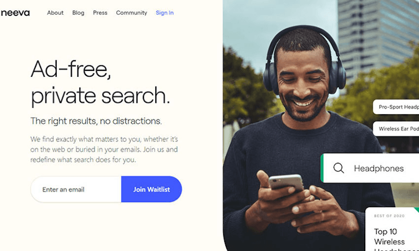 A screenshot showing the holding page for the new Neeva search engine