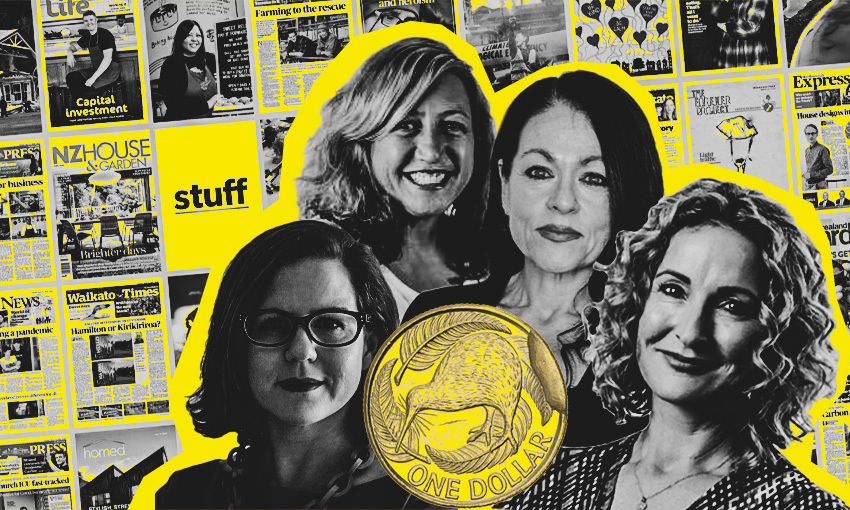 Stuff’s women in charge: from left, Anna Fifield, Carmen Parahi, Tracy Watkins and Sinead Boucher (Photos; supplied/ Image: Tina Tiller) 
